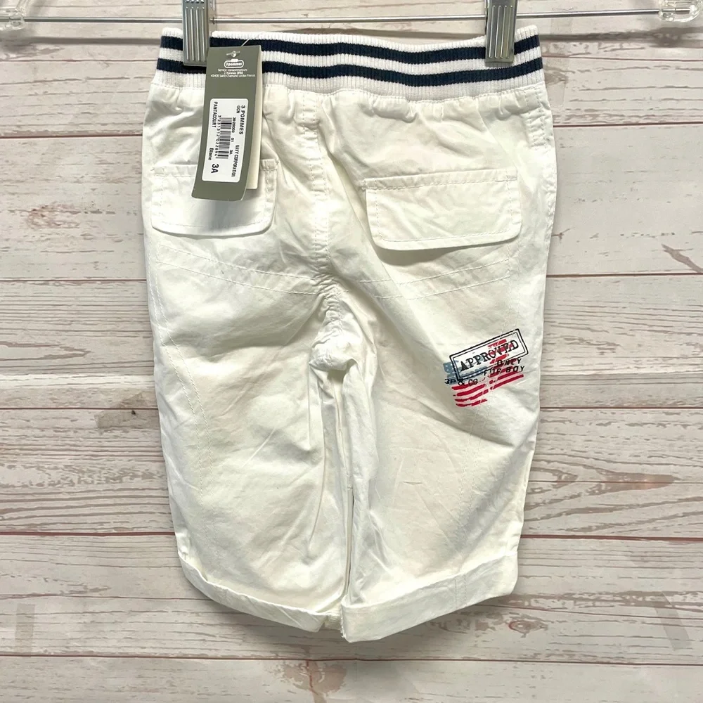 3 pommes pull on pants white cotton pants